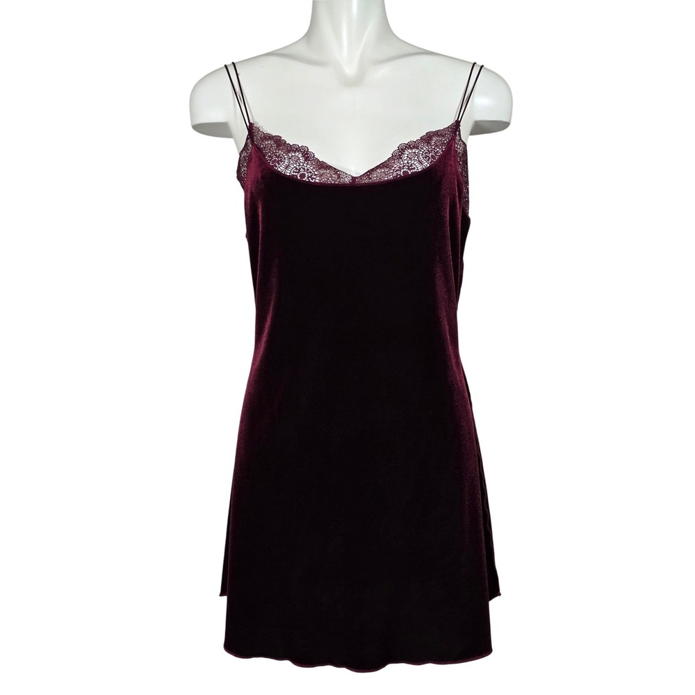 Intimately Free People Women Burgundy Lace Trim Velvet Cami Top Medium